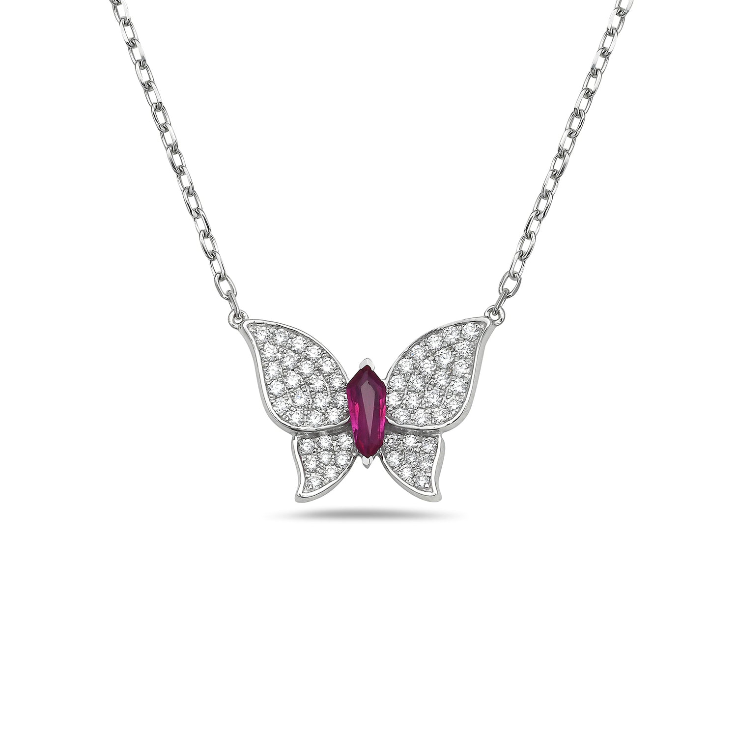 Natural Ruby Pendant and Necklace Silver925, butterfly pendant, July  birthstone - Shop roseandmarry Necklaces - Pinkoi